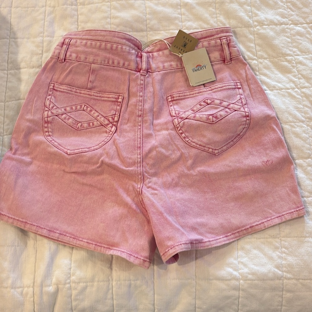 Faherty Pink High Waist Shorts Relaxed Fit - Picture 3 of 3
